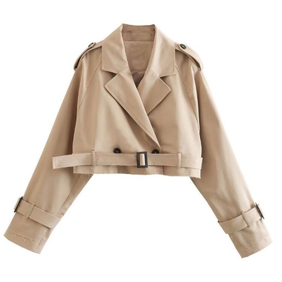 Women's Cropped Trench Coat - Picture 3 of 6